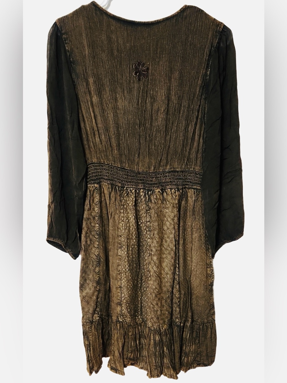 Young Threads Bohemian V-Neck Velvet Smocked Waist Dress - Picture 3 of 10
